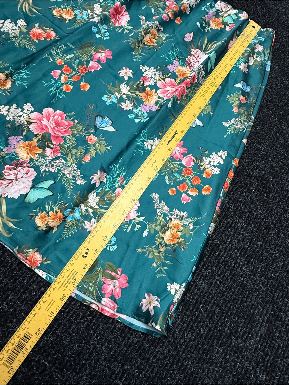 Vince Camuto Floral A-Line Midi Skirt M Teal Blue Silky Feel - Picture 4 of 5